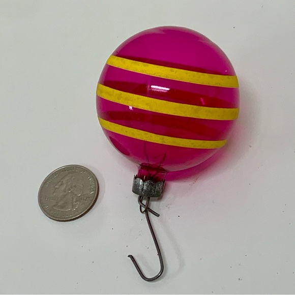 WWII Era Antique Unsilvered Striped Painted Blown Glass Christmas Tree Ornament - Picture 13 of 15